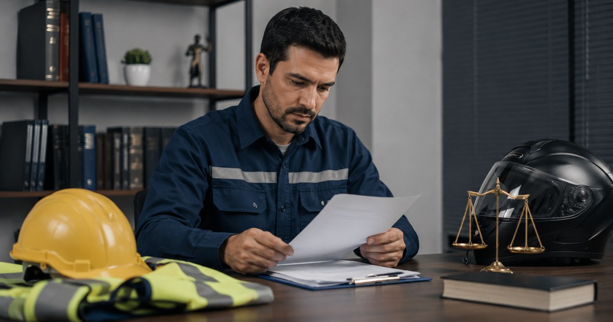 Trabalhador analisando documentos sobre adicional de periculosidade